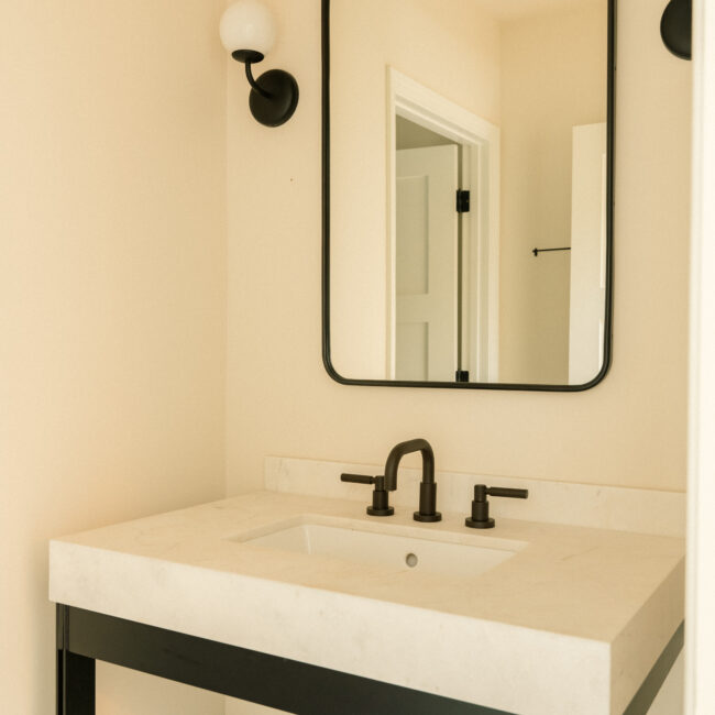 Bathroom Renovation – Double Vanity and Brass Fixtures – RODO Development INC